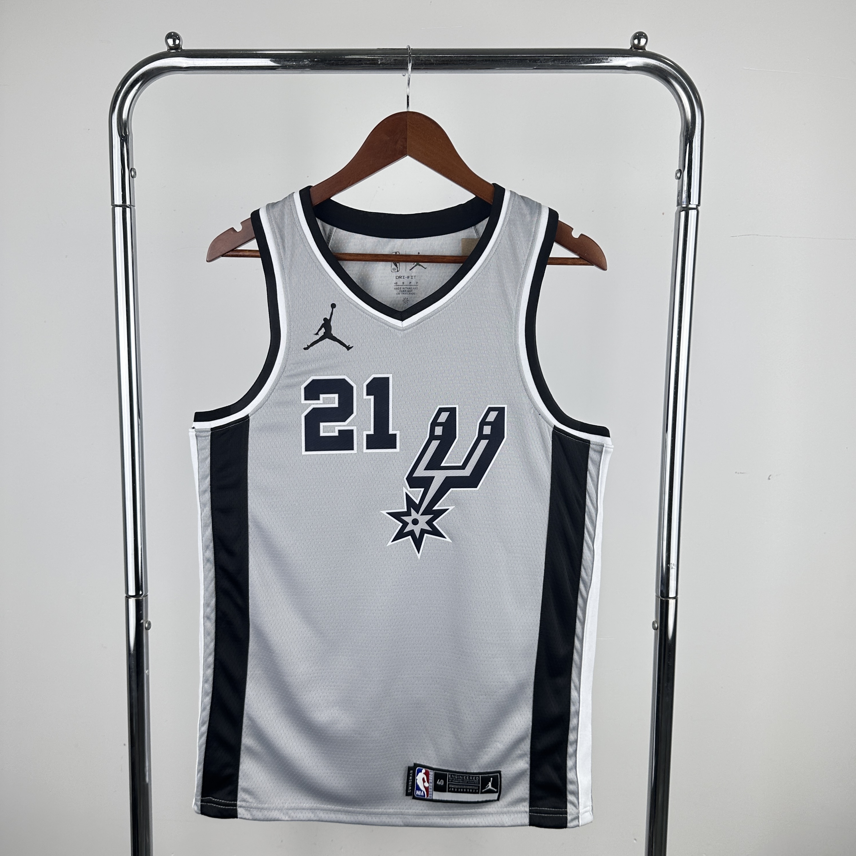 Men San Antonio Spurs #21 Duncan Grey NBA 2024 Jersey